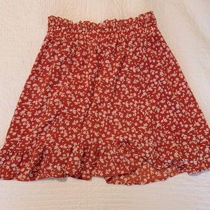 Red floral skirt